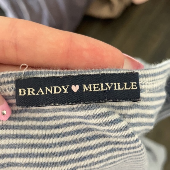 brandy melville blue and white stripped zelly top - Picture 3 of 3